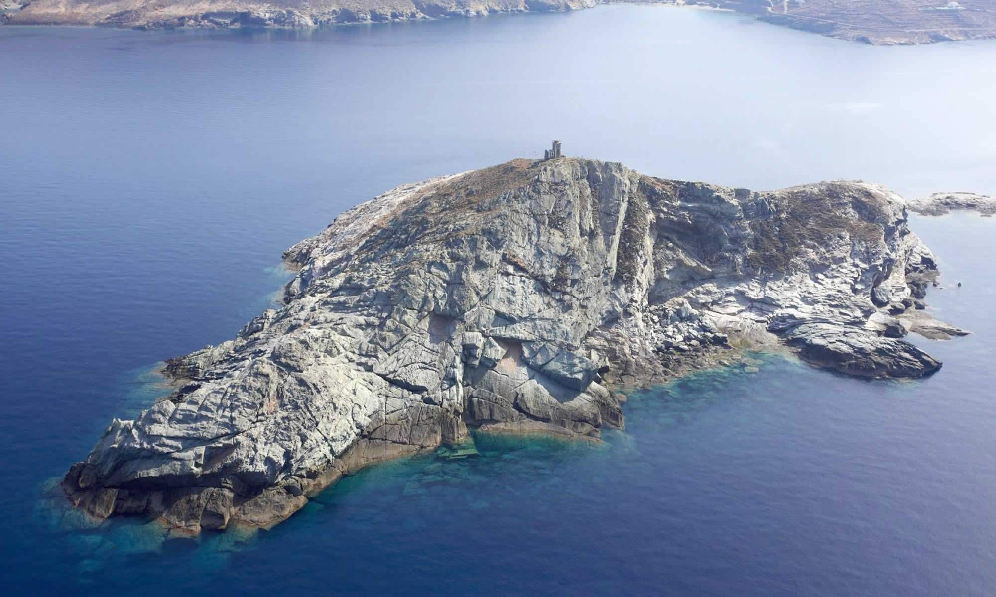 Panormos lighthouse, Tinos, opposite Andros island, Cyclades